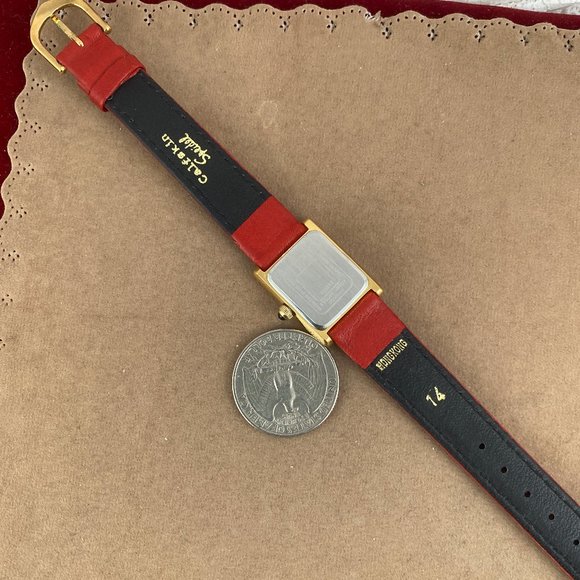Movado ESQ Ladies Classic Tank Watch with Red Leather Strap - Picture 6 of 14